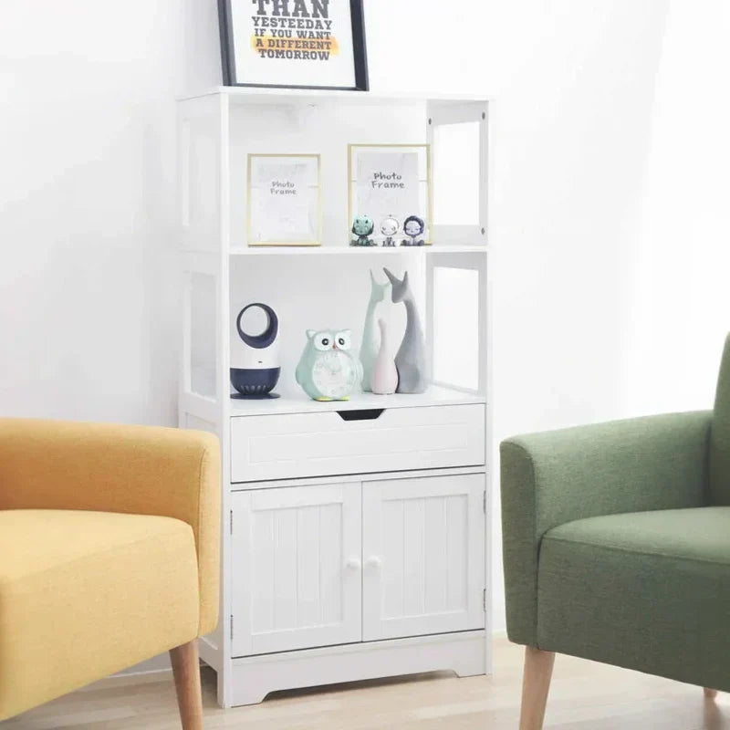 Bathroom Vanity Cabinet with Drawers and 2 Shelves White Storage Organizer