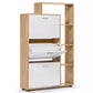 3-Door White Shoe Storage Cabinet with Shelves
