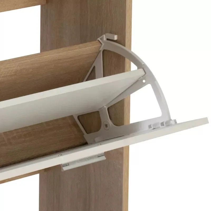3-Door White Shoe Storage Cabinet with Shelves