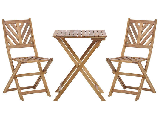 Bistro Patio Set Wooden Table and 2 Chairs Outdoor Garden Furniture