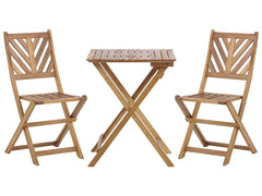 Bistro Patio Set Wooden Table and 2 Chairs Outdoor Garden Furniture