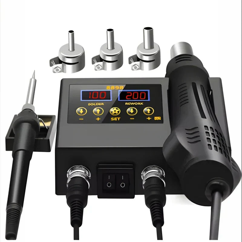 2-in-1 Soldering Station with Hot Air Gun and Soldering Iron Combo