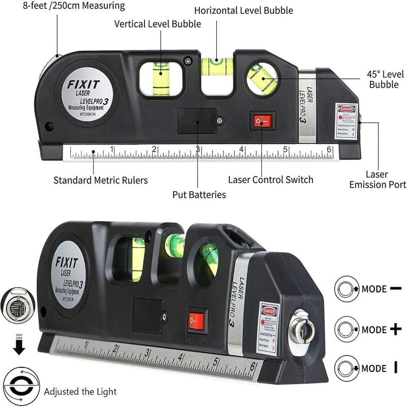 Multifunction Laser Level with Measuring Tape and Ruler