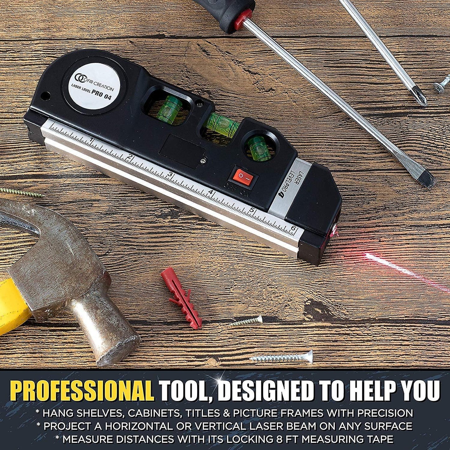 Multifunction Laser Level with Measuring Tape and Ruler