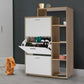 3-Door White Shoe Storage Cabinet with Shelves