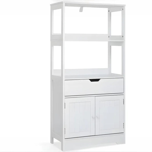 Bathroom Vanity Cabinet with Drawers and 2 Shelves White Storage Organizer